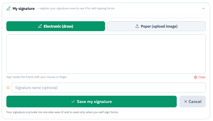 Registrazione della firma